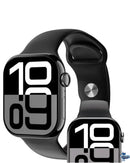 Smartwatch S10 Série 10 X Com Chatgpt - Modelo 2025 - Microwear - Relogio inteligente - Caixa Preta/Pulseira Preta Desenho Da Pulseira lisa Silicone com case transparente